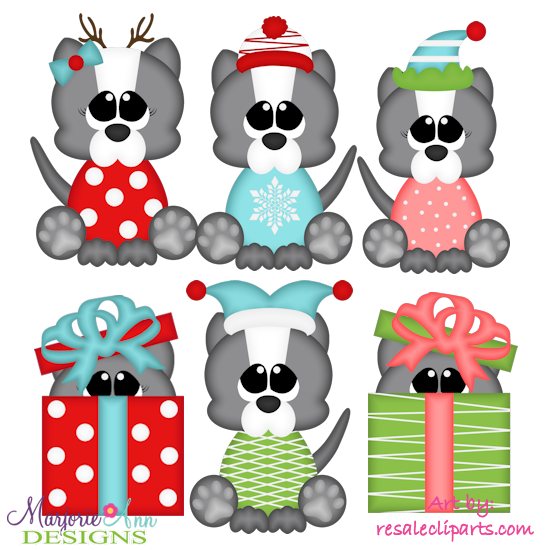 Christmas Huskies Exclusive SVG Cutting Files + Clipart - Click Image to Close